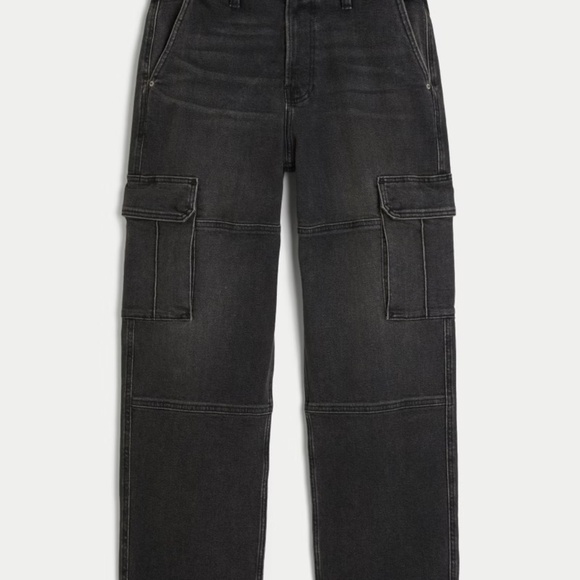 Hollister Men's Washed Black baggy Cargo Jeans size 30 - Picture 6 of 6